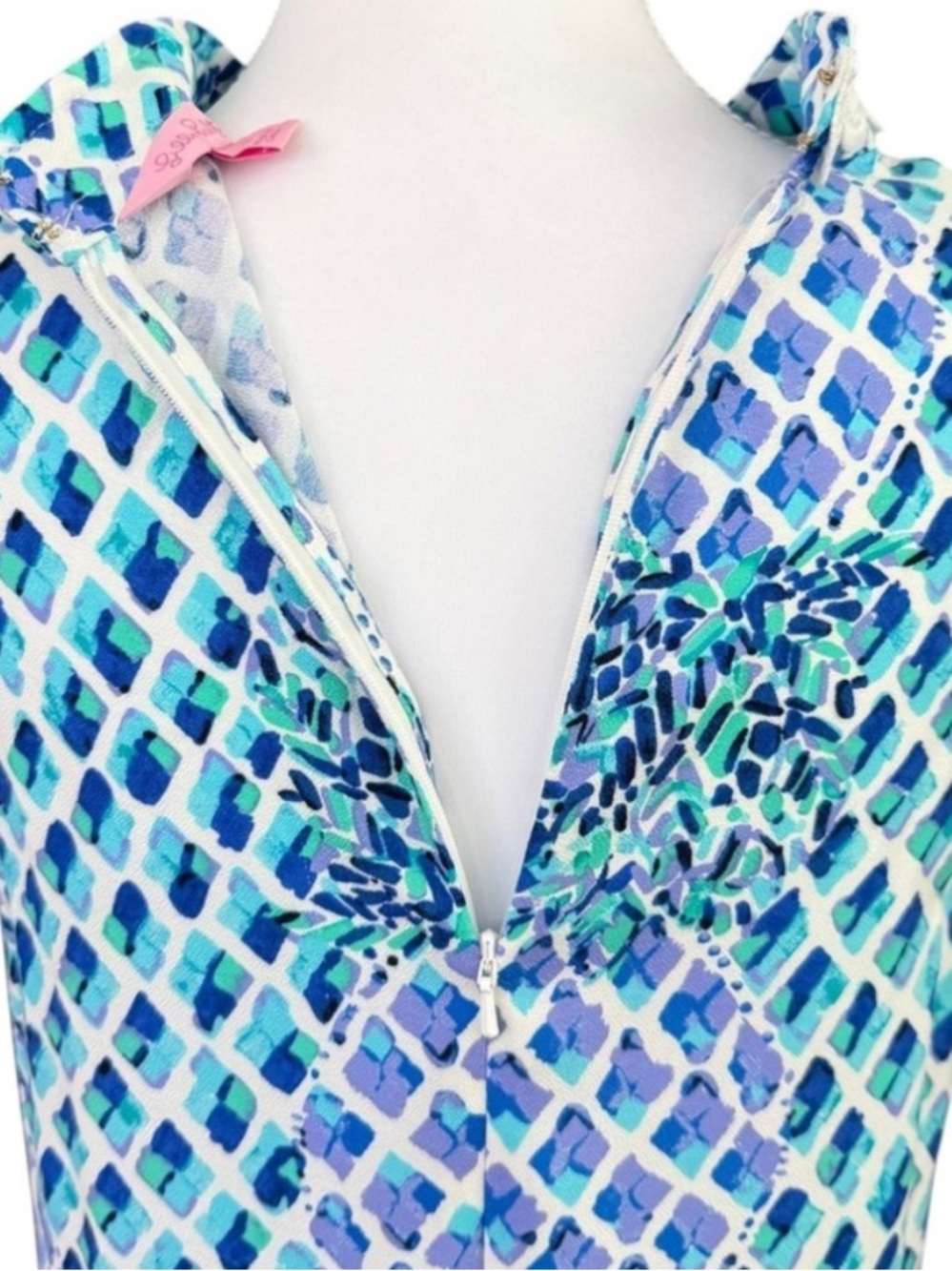 Lilly Pulitzer Blue, Teal & White Pineapple Printed Dress - Picture 11 of 14